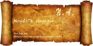 Novák Avarka névjegykártya
