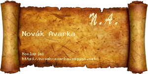 Novák Avarka névjegykártya